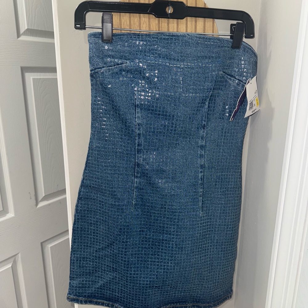 Forever 21 Blue Textured Pencil Skirt